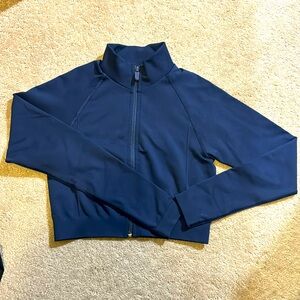 Blue Alphalete Cropped Zip Up Jacket